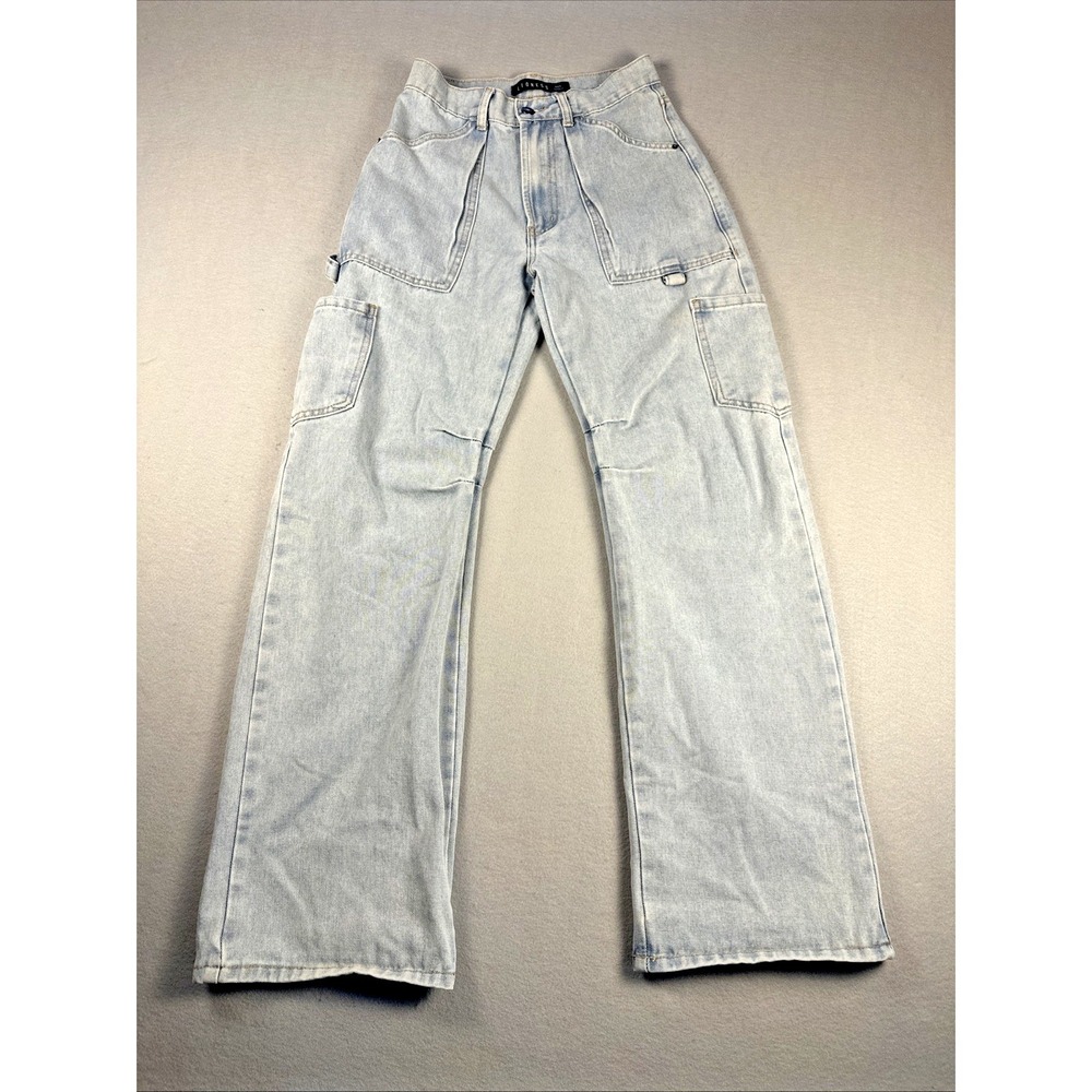 Lioness Cargo Utility Jeans Womens XXS Light Wash High Rise Straight Leg Denim‎